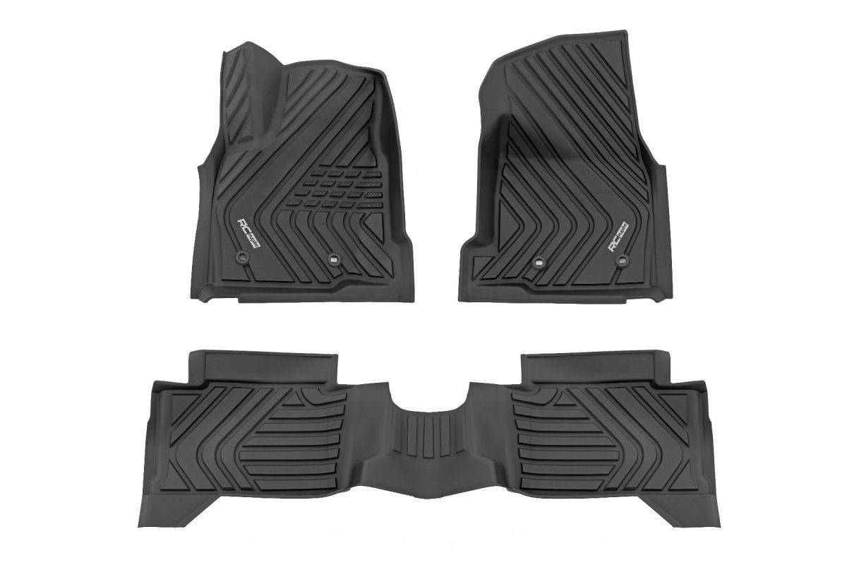 Toyota Tacoma Floor Mats - Front + Rear - Rough Country - Flex Fit - 2024+